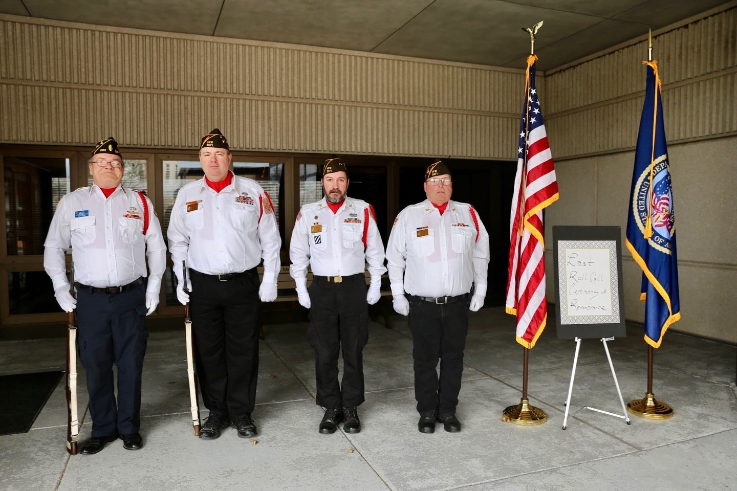 Members of the Benton American Legion Post 280/VFW Post 2671 Honor Guard were invited to participate in the Last Call Ceremony held at the Marion VA Hospital's Community Living Center. Our Honor Guard had the honor of posting the Colors for this hallowed event which honors the Veteran's who had passed during the last few months. 